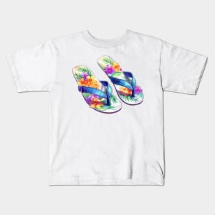 Watercolor Flip Flops #1 Kids T-Shirt